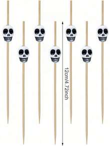 100pcs Honbay Skull Shape Cocktail Picks, Skull Themed Fruit Food Sandwich Cupcake Toppers Toothpicks For Wedding Birthday Party Decorations