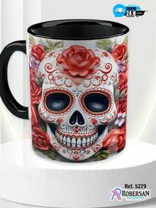 Personalized Halloween 3D Skull Different Porcelain Coffee Mugs 5279 - Black - View 2