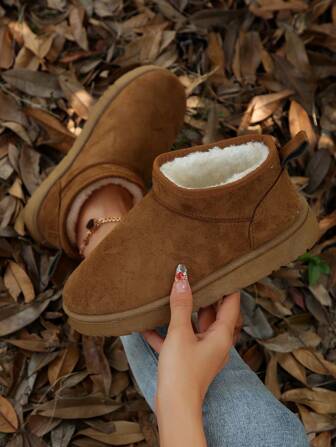 Go With Sweatpants,Women Winter New Brown Versatile Comfortable Slip-On Snow Boots, Warm Thickened Anti-Slip Short Boots, Fashionable Winter Shoes,Boots For Women,Fur Boots