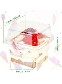 10Pcs/15Pcs/25Pc/30pcs/50pcs Plastic Dessert Cups With Lids, 8oz Reusable Cupcake Container, Clear Square Single Dessert Box, Sealed Cake Storage Box For Dessert Muffins Cupcake Pudding Mousse, Party Food Packing Box, Mousse Cheesecake Take Out Box, Party Supplies