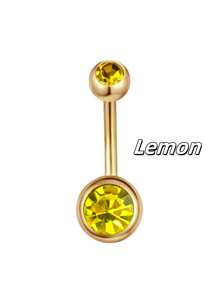 1pc Fashionable Stainless Steel Cubic Zirconia Golden Belly Button Ring, Suitable Navel Belly Ring Navel Jewelry Navel Piercing Bar Belly Rings Navel Nail Navel Rings Belly Piercing Jewelry For Women And Girls Daily Wear