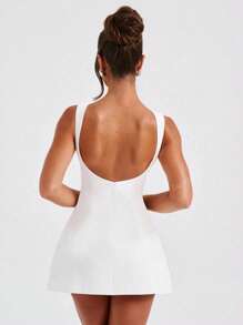 1 pieza Vestido elegante, encantador y sexy con espalda descubierta para mujer
