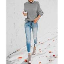 Womens Turtleneck Oversized Sweaters Batwing Long Sleeve Pullover Loose Chunky Knit Jumper