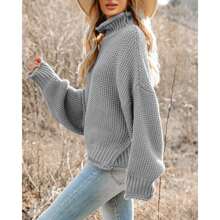 Womens Turtleneck Oversized Sweaters Batwing Long Sleeve Pullover Loose Chunky Knit Jumper