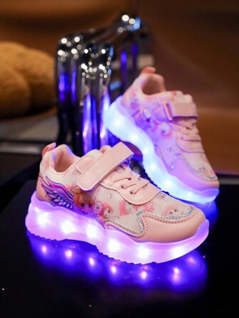 USB Rechargeable LED Light Up Shoes, 16 Color Modes, Flashing, Luminous, Breathable Net Mesh, Suitable For Spring/Autumn, Boys/Girls/Kids/Children, Cartoon, Casual Sneakers,