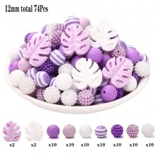 74pcs Turtle Shell Silicone Beads Set, DIY Jewelry Making Accessories For Necklace Pendant - Multicolor - View 13