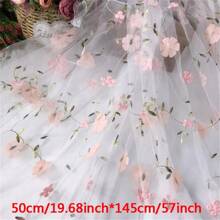 1 件 3D 刺绣网眼面料，公主蕾丝花卉刺绣服装面料，适用于 DIY 连衣裙，57 英寸宽 x 19.6/39.4/118/197 英寸长，80gsm - 多色 - 查看 13