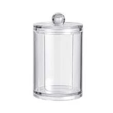 1pc Transparent Hair Tie Holder With Bamboo Lid, Hairband Storage Box, Hair Accessories Organizer, Makeup Pad Dispenser, Cosmetic Organiser, Scrunchie Hair Ornaments Display Case - Multicolor - View 9