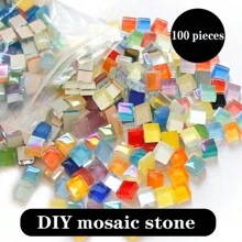 100 pezzi Di Tessere Mosaico In Ceramica E Vetro Fai Da Te, Materiali Decorativi Artigianali, Cristalli Colorati, Regalo Per Interazione Genitore-Figlio