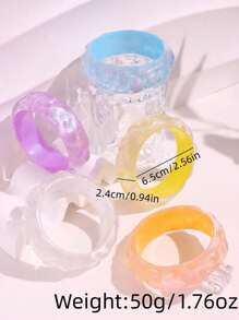 1 件不对称几何形状彩虹全息树脂手链，时尚简约秋冬装饰 - 彩色 - 查看 11