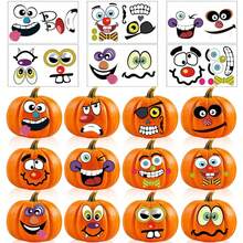 16 件万圣节南瓜卡通表情贴纸套装、DIY 表情贴纸、万圣节南瓜装饰贴纸、万圣节派对礼物不给糖就捣蛋、万圣节零食贴纸礼物、万圣节派对装饰贴纸、万圣节南瓜装饰 - 彩色 - 查看 6