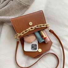 Leather Shoulder Bag With Luxury Party Crossbody Strap - Màu vàng - Xem 2