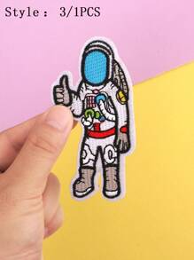 14pcs Astronaut & Planet Polyester Embroidered Patches, Multiseason Apparel & Accessory DIY Summer, School