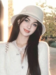 1 件女士羊毛毡帽，优雅法式复古波西米亚风休闲帽，温暖冬季渔夫帽，适合日常佩戴