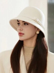 1 件女士羊毛毡帽，优雅法式复古波西米亚风休闲帽，温暖冬季渔夫帽，适合日常佩戴