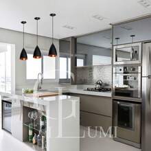 Conjunto Luzes com 3 Luminarias Pendentes Lustres em Alumínio Promoção Vegas Sala Cozinha Quarto Variedade em Cores GL ilumi!