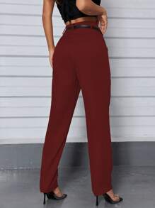 ADD MODA FEMININA EIRELI- H940 Women's Pants, High Waist, Modern, Elegant, Sophisticated, Casual, National Shipping, Virginia X Zé - 酒紅色 - 查看 3