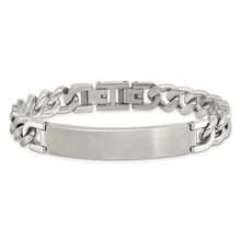 The Black Bow Men's Stainless Steel Adjustable Curb Link Brushed I.D. Bracelet, 9 In