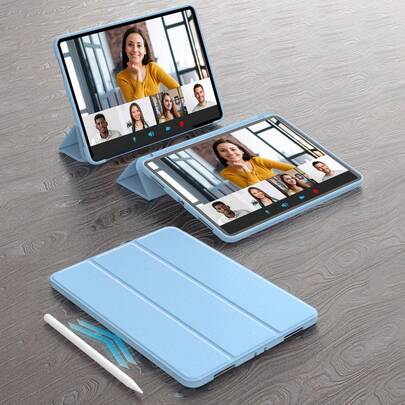 1个蓝色软质防震平板电脑保护套，兼容iPad 9.7/10.2/10.9/11/12.9英寸，第十代，Air 11，Air 4/5/6，超薄，智能支架，自动唤醒/睡眠