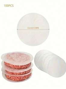100pcs/200pcs/300pcs/400pcs Silicone Coated Burger Patty Separator Paper, Non-Stick Oil Proof Interleaving Paper, Meat Freezing Divider Paper - White - View 2