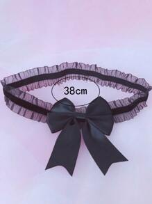 1pc Sexy Gothic Black Lace Garter Belt, Romantic Wedding Bridesmaid Bow Leg Chain, Camisole Suspender Belt For COS Play Valentine's Day Valentines - Black - View 4