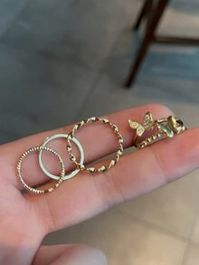 多件套韩式简约指节戒指，多种设计可选，温柔优雅的配饰，夏季日常佩戴珠宝礼物 - 戒指套裝 - 查看 5