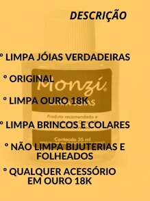 Limpa Jóias Ouro Puro 18K Monzi 35ml Original Liquido Limpador Limpeza Profunda - Azul - Visão 5