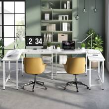 Soges L Shaped Office Desk, L Computer Desk Corner Desk, 42 Inches L Shape Desk For Home Office, Sturdy Writing Desk Workstation Gaming Table - White - View 4