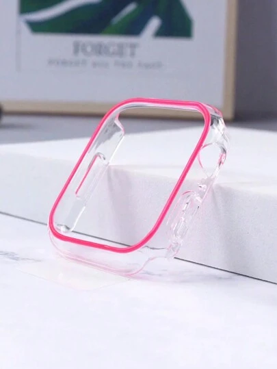 1个男女通用粉色休闲PC镂空防震夜光时尚手表壳，兼容 38/40/41/42/44/45/46/49mm，兼容 Series Ultra/SE/11/10/9/8/7/6/5/4/3/2/1，智能手表保护壳配件