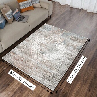 1pc Classical Pearl Plush Rectangular Anti-Slip Absorbent & Durable Shag Area Rug For Home