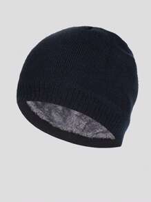 1pc Men's Plain Knitted Hat, Soft, Warm, Double-Layered, Fashionable, Casual, Thickened Winter, Outdoor Sports, Riding, Traveling, Headgear, Woolen Hat, Suitable For Daily Wear Beanie Fall Outfit - Black - View 16
