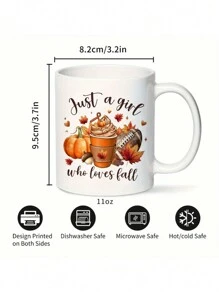 1pc 11oz Fall Coffee Mug Ceramics,Thanksgiving Pumpkin Mug Just A Girl Who Loves Fall,Fall Decor,Pumpkin Spice,Insulated,Reusable,Holiday Gifts,Marry Christmas Gifts,It's Fall Y'all, Autumn Decor,Friends' Birthday Anniversary Festival,Party