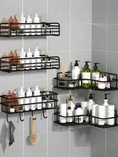 1 kệ đựng đồ phòng tắm, giá để đồ dùng nhà tắm hình tam giác không cần khoan, kệ đựng đồ nhà tắm không cần đục lỗ, phụ kiện phòng tắm.