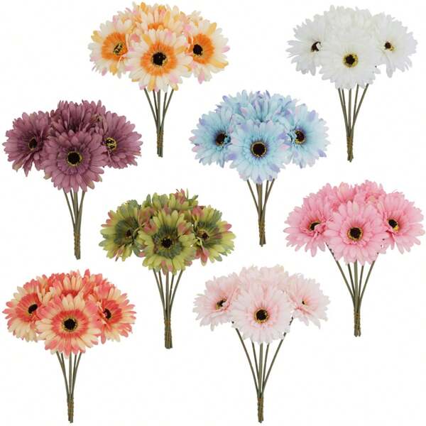 6 pièces Bouquet de fleurs artificielles en soie, fleurs de marguerite pour mariage, salon, bureau, fête, décoration maison DIY. Fleurs de gerbera artificielles, fleurs de marguerite artificielles, bouquet de mariage de demoiselle d'honneur. Fleurs en soie de marguerite, bouquet de mariage, salon, bureau, jardin, décoration DIY. Fleurs blanches factices, décorations florales, plantes décoratives, fausses fleurs de gerbera, longues tiges de marguerite factice, bouquet de cosmos artificiels, marguerite blanche tenue par la mariée