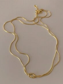 Nooxian 1 pieza Collar de acero inoxidable dorado nudoso para mujeres, regalo de San Valentín - Amarillo Oro - Ver 3