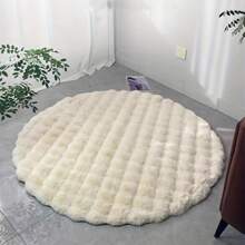 1 件毛绒蓬松圆形地毯，柔软蓬松，易于清洁，适用于卧室、客厅、衣柜、梳妆台 - 多种颜色可选