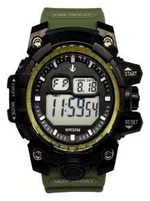 Waterproof Digital Men's Watch Necklace Bracelet And Pendant Silver Kit - Army Green - View 2