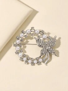 1 pieza Broche elegante de aleación de zinc con diseño minimalista geométrico y perla en forma de mariposa para accesorios de mujer