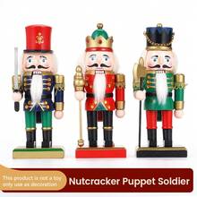 1 件 20 厘米圣诞胡桃夹子小雕像，木制工艺装饰，欧式木偶，节日礼物，有红色/蓝色/绿色可供选择 - 彩色 - 查看 10