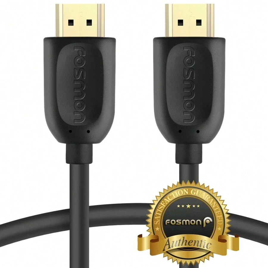 Cable Fosmon 4K UHD, enchapado en oro de alta velocidad premium de 0.91 m, 1.83 m, 3.05 m, 4.57 m, 7.62 m, 9.14 m, 15.24 m - Negro - Ver 1