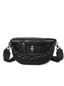 New All-In-One Fashion Chest Bag Retro Personalized Crossbody Bag Korean Version, Y2k Bag, 2000s Fashion Style, Gothic Punk Bag For Women, Vintage Bag For Women , Punk - Black - View 6