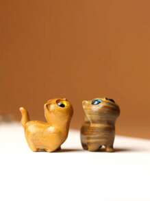 Affascinante figurina di gattino in legno - decorazione per la casa in legno lavorato a mano, idea regalo perfetta Figurina di gatto Accessori per gatti