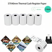 热敏收据纸卷，57x40mm（2 1/4''x32ft）PAPRMA POS 纸收银机纸卷，适用于方形终端信用卡机 Verifone VX510 VX570 FD50 T4220 的热敏纸，学校用品，返校