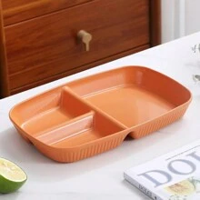 餐盘套装，优质分量控制盘，不易破碎，野餐塑料盘，可重复使用，适用于微波炉和洗碗机，成人儿童餐具。创意餐盘，3格，时尚设计，蛋白质