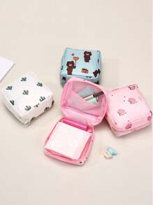1 个可爱卡通女孩卫生巾收纳袋，大容量女孩月经卫生巾收纳袋，便携式旅行袋 - 多色 - 查看 9