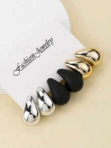 6pcs/Set Classic And Fashionable Multicolor Teardrop Stud Earrings For Women, Ideal For Dating, Vacation, Daily Wear And Gift Jewelry
