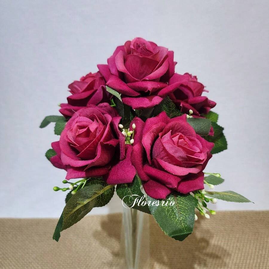 Pink Velvet Bouquet Artificial Flower For Wedding Decoration, Arrangements, Decorating Parties And Home - 秋玫瑰 - 查看 1