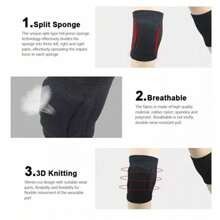 Rodilleras De Esponja Transpirab Anticolisión Yoga Danza Par,1 par de rodilleras protectoras antideslizantes, transpirables, elásticas, para voleibol, baile, baloncesto, béisbol, lucha, ciclismo, esquí (negro) - Negro - Ver 2