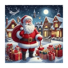 圣诞节圣诞老人系列 5D DIY 钻石画马赛克卡通圣诞老人雪橇驯鹿饰品艺术十字绣套件刺绣家居装饰儿童万圣节礼物 2024 新品 - 彩色 - 查看 24