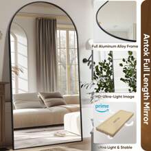 Antok Full Length Mirror, 81"X41" Oversized Arched Floor Mirror Freestanding, Full Body Mirror Floor Standing Mirror With Stand For Bedroom, Hanging Mounted Mirror For Living Room Cloakroom Home Decor Back To School Room Decor School Supplies - 黑色 - 查看 5